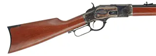 Model 1873 Winchester Rifle,
caliber .45 Colt, 24-1/4" barrel,
walnut, color case hardened action, 
used, by Aldo Uberti